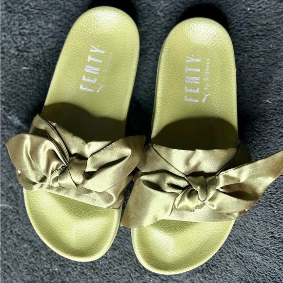 Fenty by Rihanna Shoes - 🤩 NEW ITEM! Fenty by Rihanna Puma Satin Bow Slides Green Olive